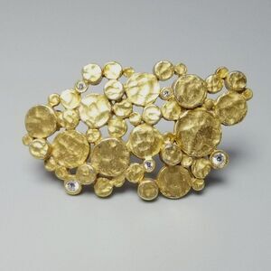 Vintage Atelier Shinji Gold Tone Rhinestone Pendant / Brooch, Signed Lapel Pin